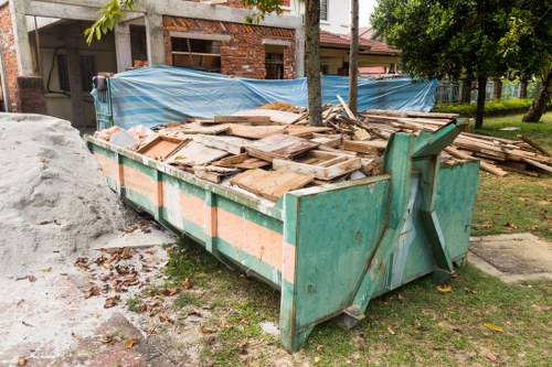 Construction site with waste containers